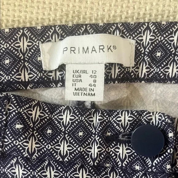 Primark Navy and White Geometric Trousers - Picture 2 of 2